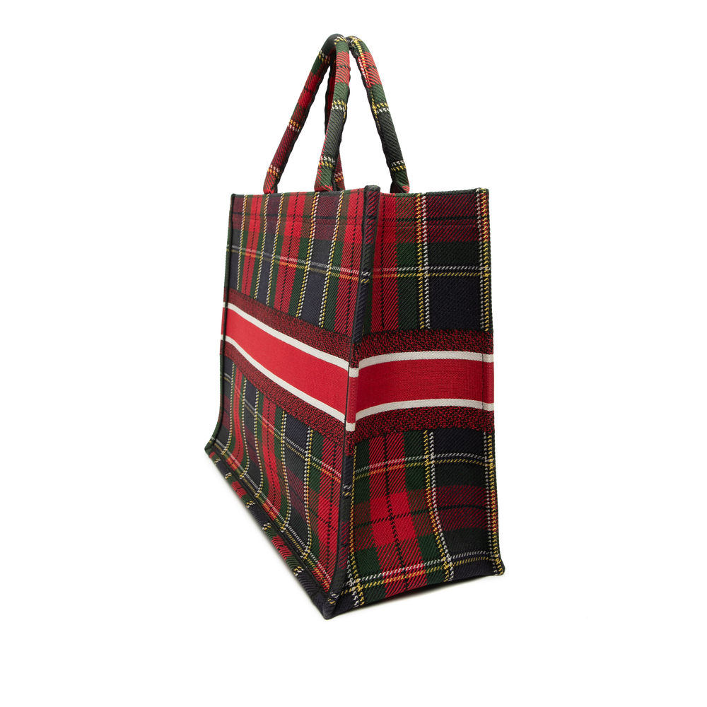 Pre-Loved Dior Large Embroidered Canvas Tartan Check Book Tote - Picture 2 of 7